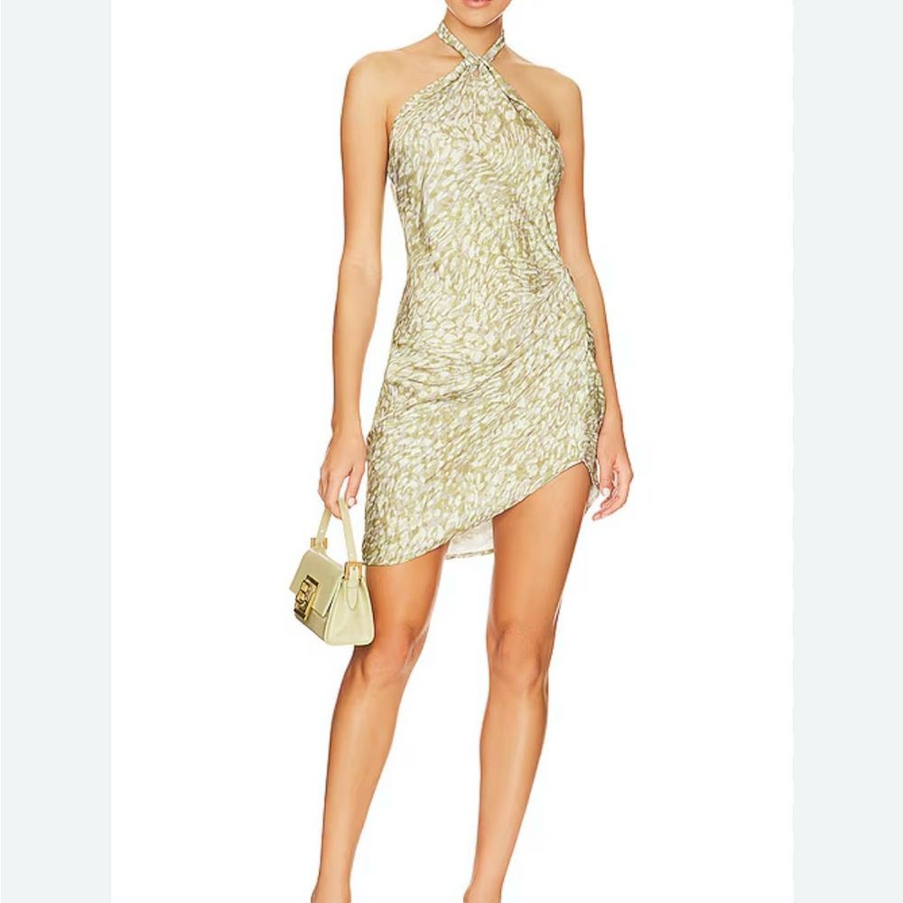 RESA Gold/Green Halter Link Mini Dress